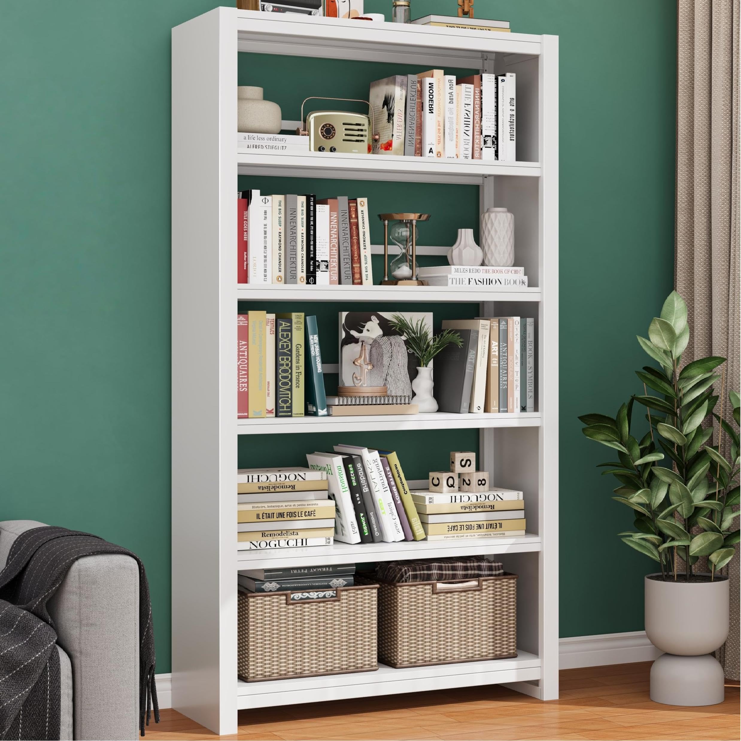 Amazon.com: DUTYSEST 5 Tiers Metal White Bookshelf - 69.3